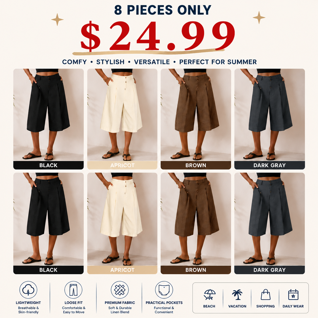 Women's Bermuda Shorts – Comfortable Fit Business Casual Summer Shorts