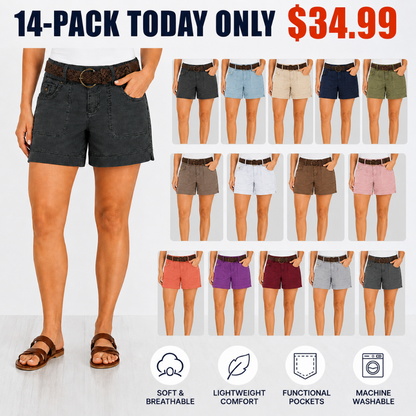 FINAL SALE⚡- 8 PACK Casual Summer Shorts – Split Side Flap Pocket Shorts Without Belt