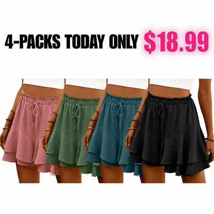 Flowy Shorts for Women Boho Ruffle Tiered Butterfly Skorts