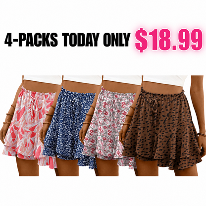 Flowy Shorts for Women Boho Ruffle Tiered Butterfly Skorts