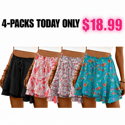 Flowy Shorts for Women Boho Ruffle Tiered Butterfly Skorts