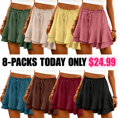 Flowy Shorts for Women Boho Ruffle Tiered Butterfly Skorts