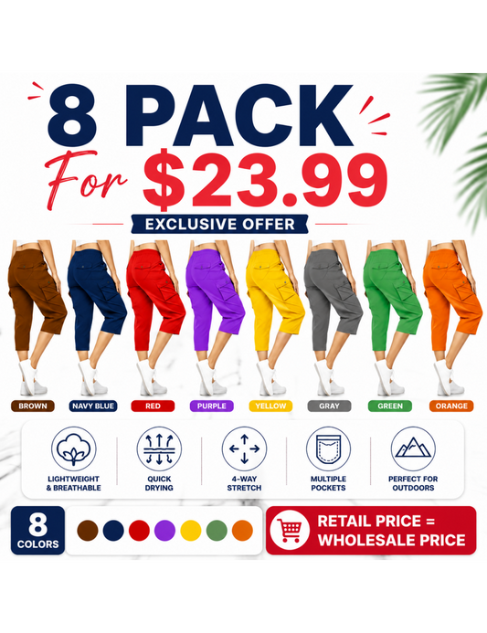 🔥Women's Cargo Capris Lightweight Hiking Pants Shorts Cropped Cotton