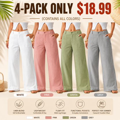 High Waist Wide Leg Beach Trousers With Pocket