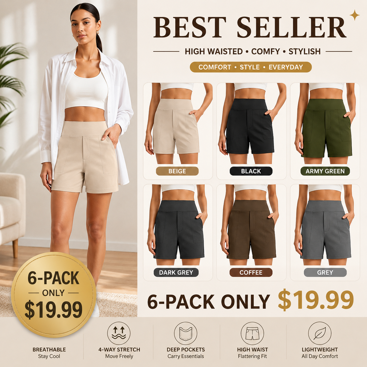 Women's Athletic Shorts✨ High Waisted Running Yoga Shorts Summer Casual Burmuda Shorts🌟 with Pockets Activewear💥