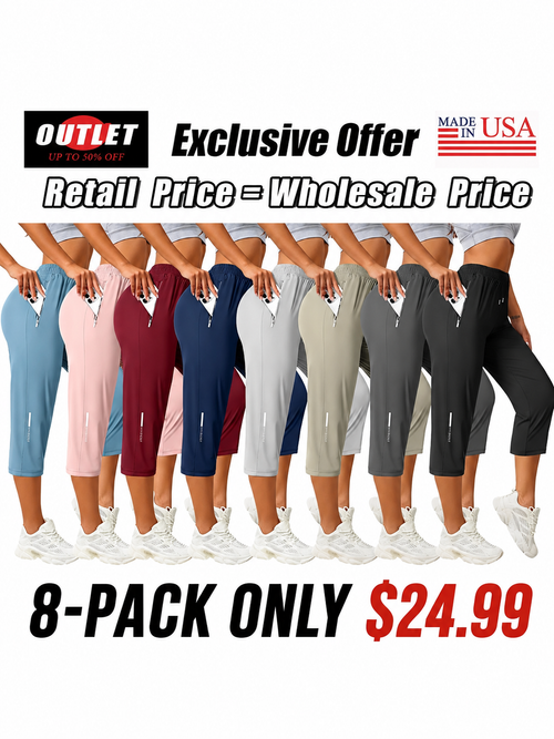 Women's Capris Pants - Loose Fit, Summer Drawstring Waist, Zippered Pockets, Breathable High-Stretch Fabric, Suitable for Everyday Wear
