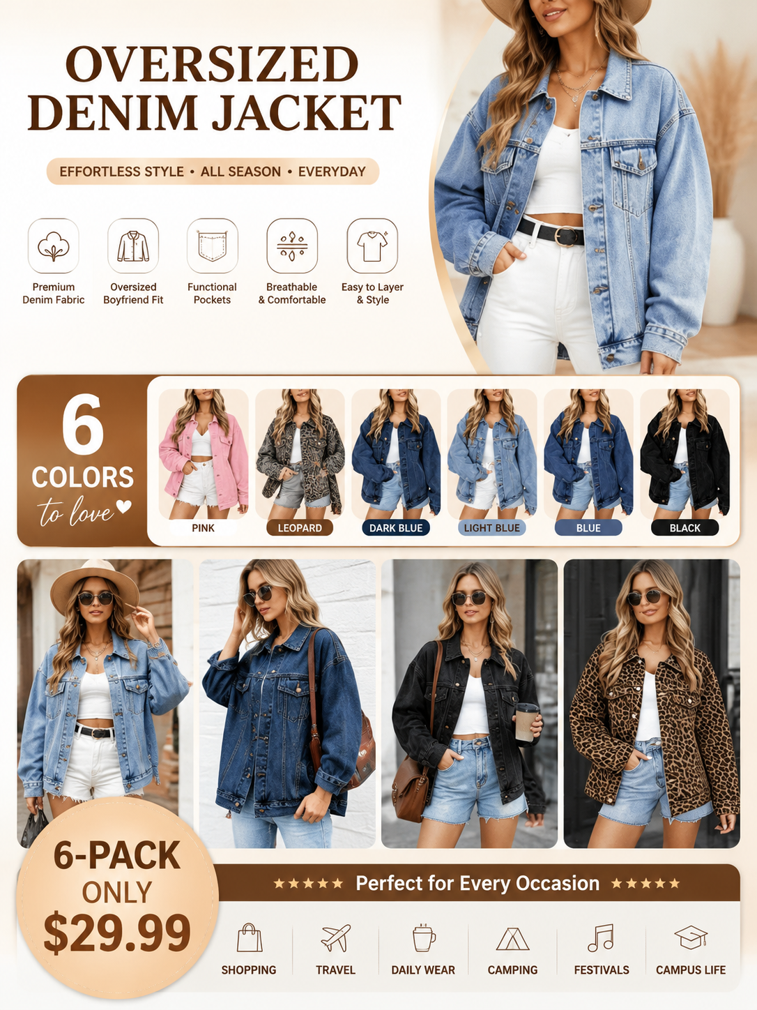 Women's Oversized Jeans Jacket