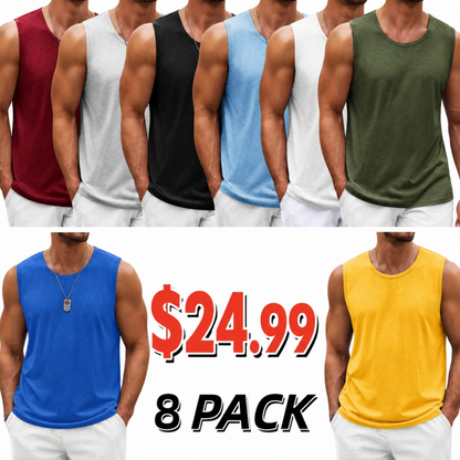🔥8 Gym Muscle Shirts for Only $24.99🔥Men's Workout Tank Top Casual Soft Sleeveless Gym Muscle Shirts Bodybuilding Tee