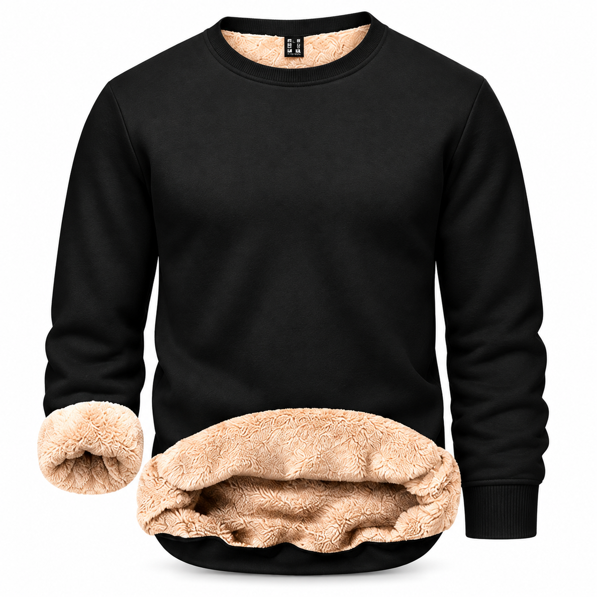 Men's Fitted Crewneck Fleece Lined Sweatshirt, Wind Resistant Polyester Athletic Pullover, Casual Fashion Active Tops