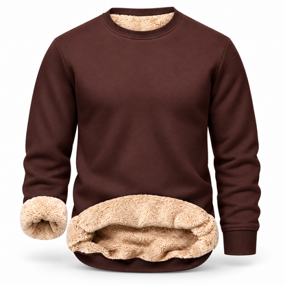 Men's Fitted Crewneck Fleece Lined Sweatshirt, Wind Resistant Polyester Athletic Pullover, Casual Fashion Active Tops