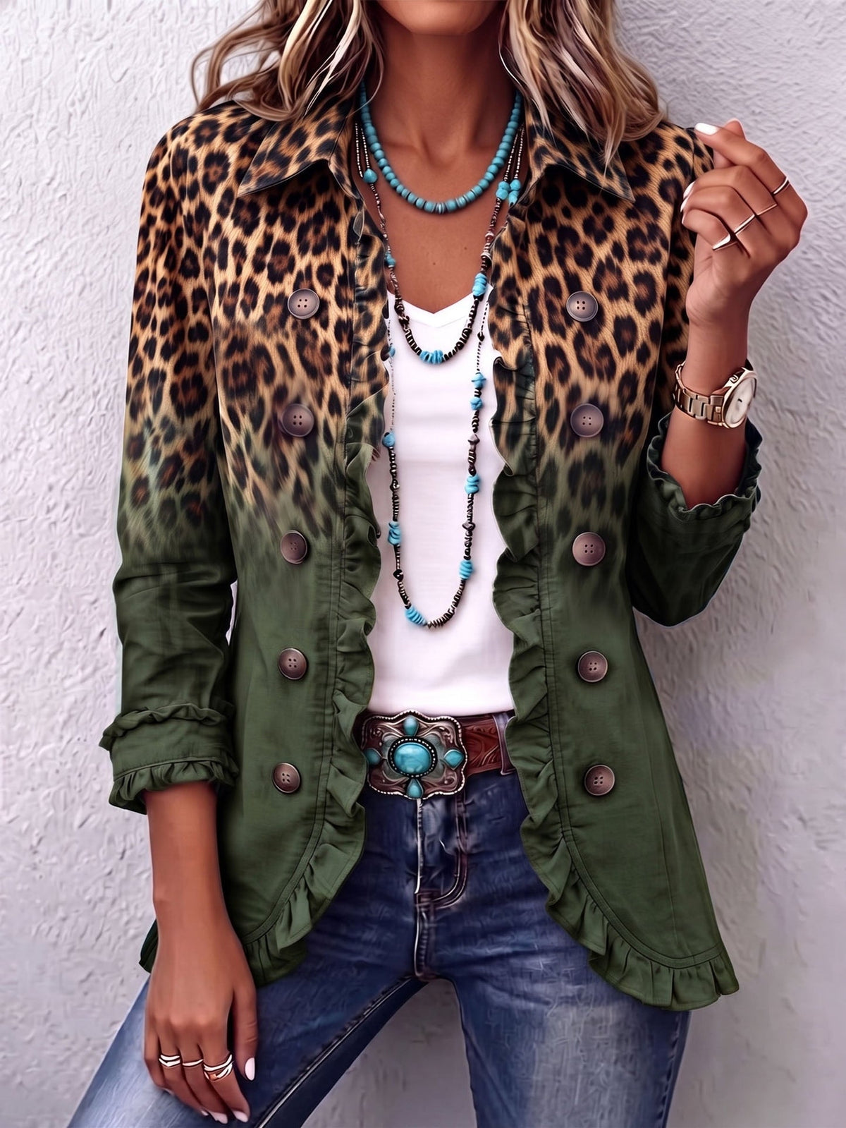 🤲LAST DAY SAVE 49% ⏰Boho-chic Floral Embroidered Utility Ruffled Trim Jacket