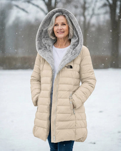 Women's Winter Thickened Down Jacket，Warm Long Puffer Coat Fleece Lined Parka