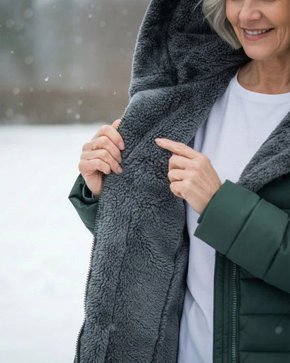 Women's Winter Thickened Down Jacket，Warm Long Puffer Coat Fleece Lined Parka