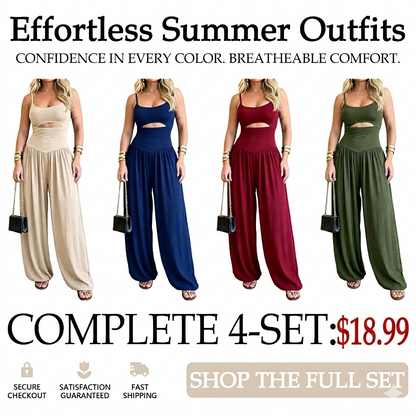 Women’s Backless ☀️Cut-Out Cami Jumpsuit with Pockets