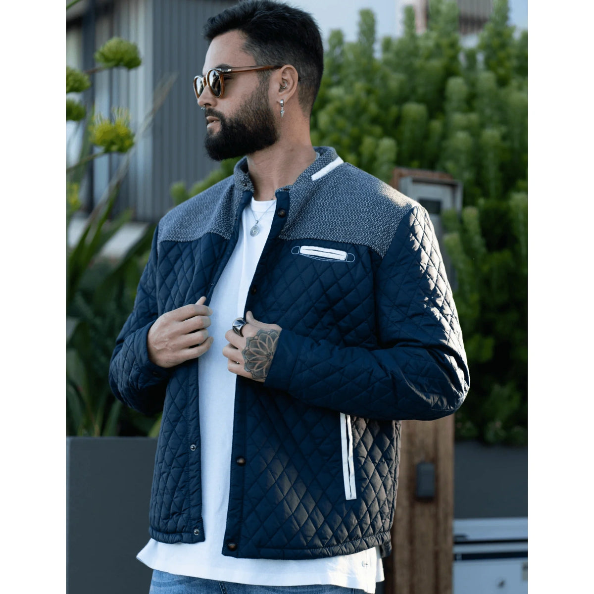Men's Diamond Quilted Puffer Down Jacket Lightweight Casual .