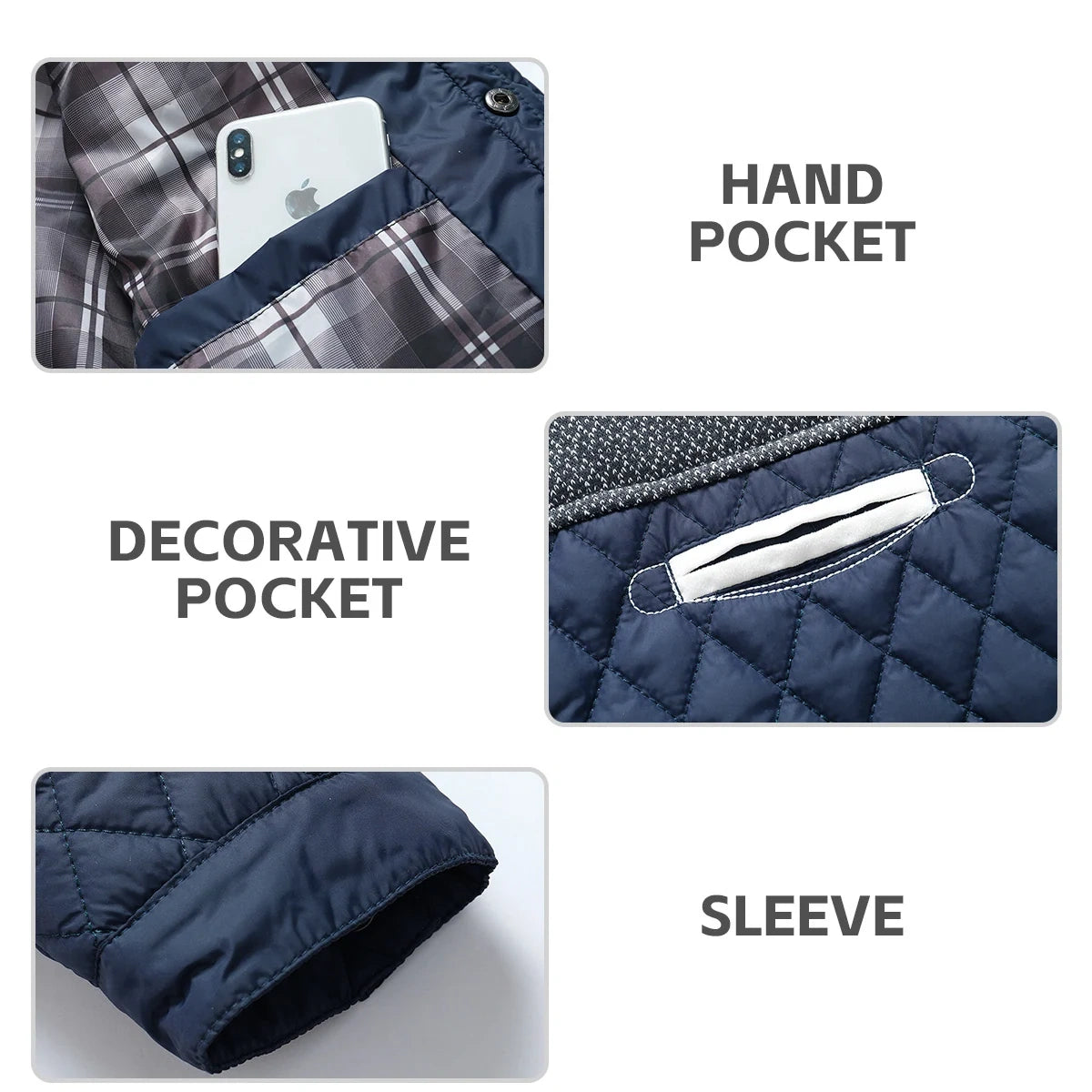 Men's Diamond Quilted Puffer Down Jacket Lightweight Casual .