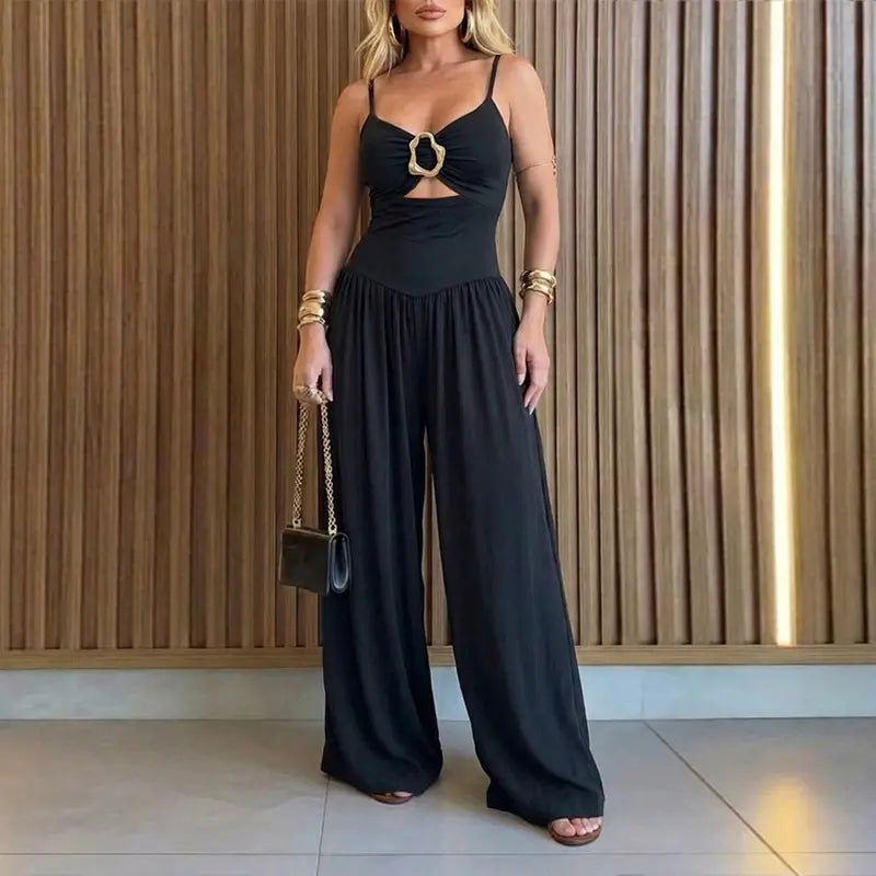 Women’s Backless ☀️Cut-Out Cami Jumpsuit with Pockets