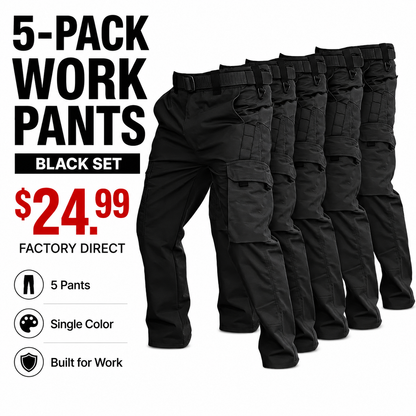 Men's Multi-Pocket Work Pants 5-Pack