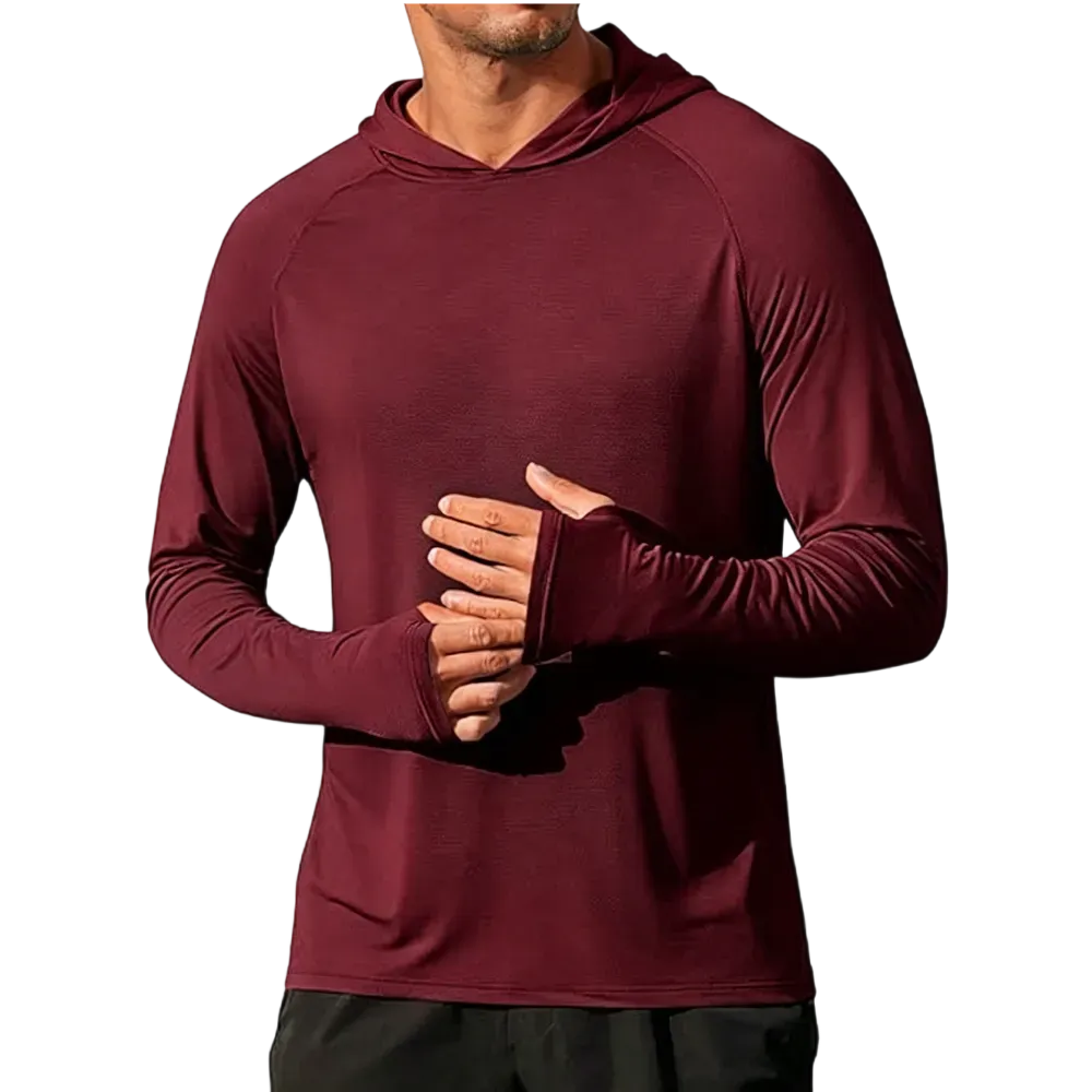 Men's Athletic Hooded Long Sleeves-Quick Dry Running Shirts