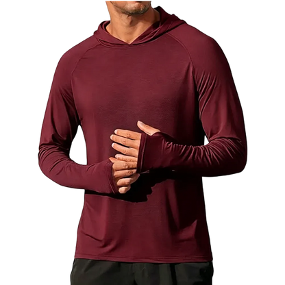 Men's Athletic Hooded Long Sleeves-Quick Dry Running Shirts