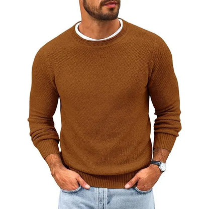 Mens Crewneck Sweater Casual Textured Knitted Thermal Pullover Sweaters