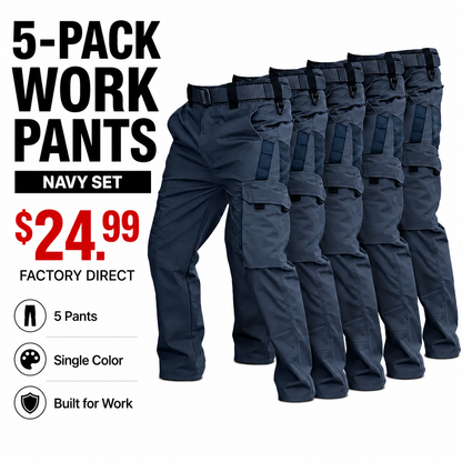 Men's Multi-Pocket Work Pants 5-Pack