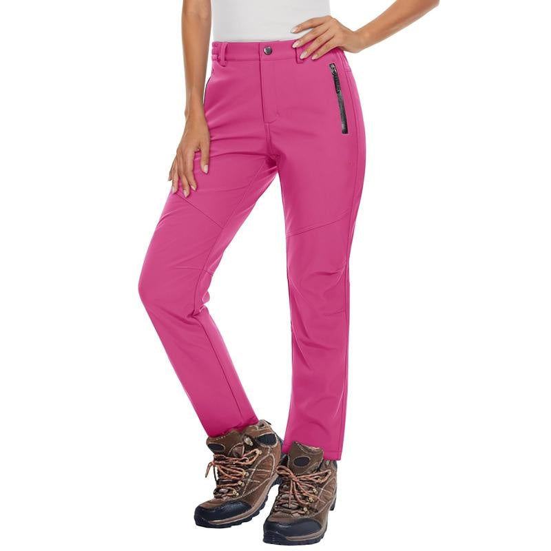 Women's Waterproof Insulated Snow Pants - Women's Clothes Fitted Cut Polyester Blend Cargo Jogger Pants with Zip,