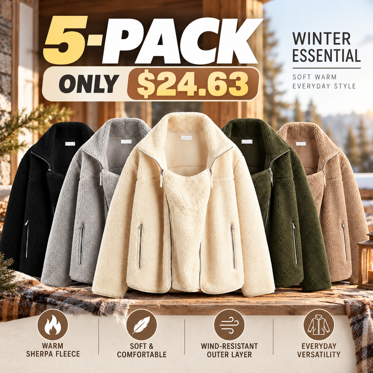 Women's 2-in-1 Hip-Length Casual Sports Outerwear Coat, Soft Teddy Fleece Long-Sleeve Zippered Top with Pocket