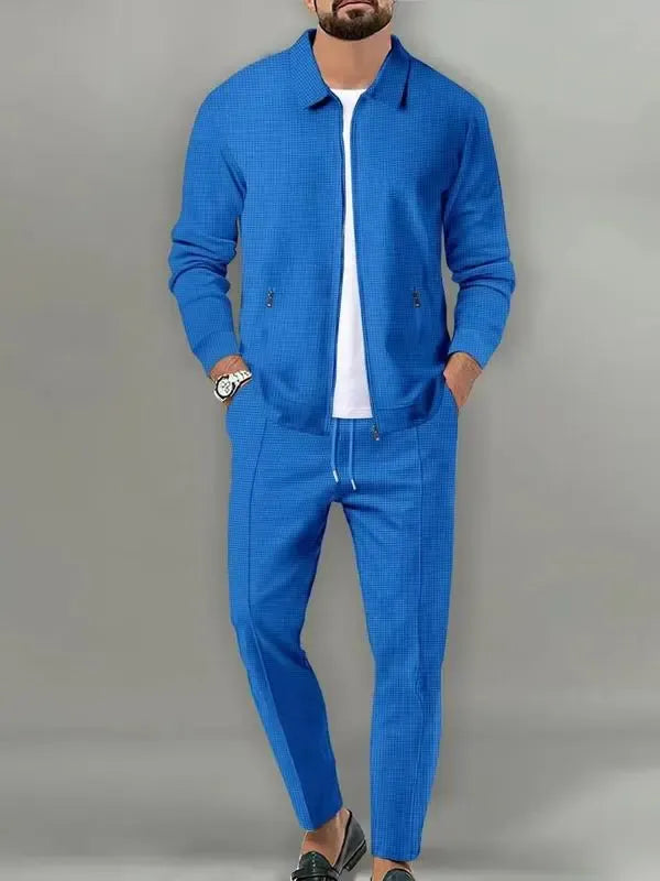 Men's 2-Piece Plain Zip-Up Jacket & Drawstring