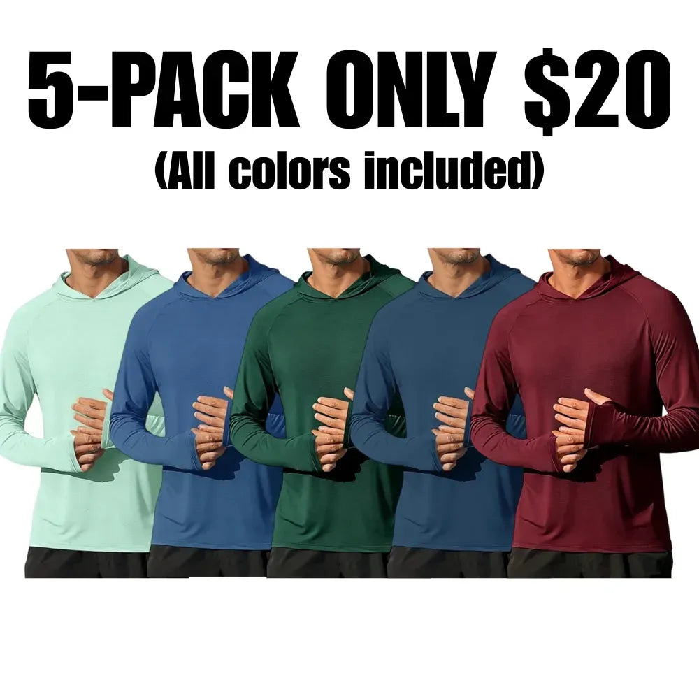 Men's Athletic Hooded Long Sleeves-Quick Dry Running Shirts