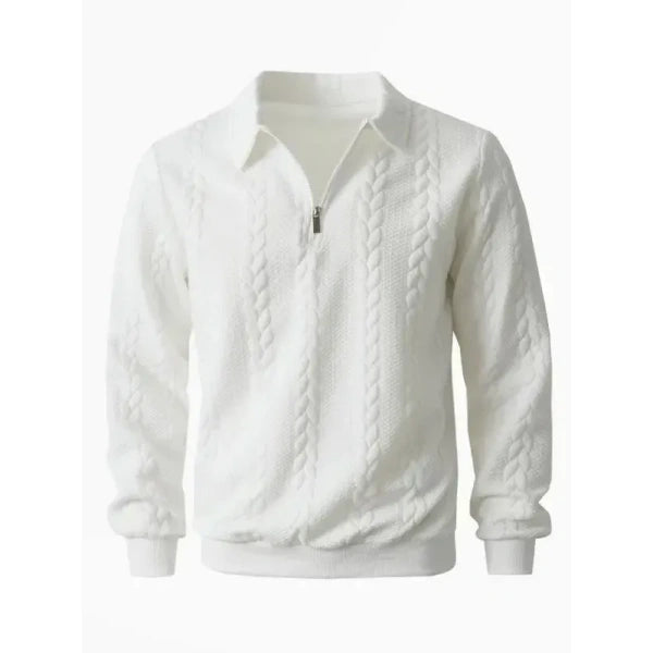 Men's Fall Winter Outfits Knitted Polo Neck Long Sleeve Sweatshirt for Daliy Wear
