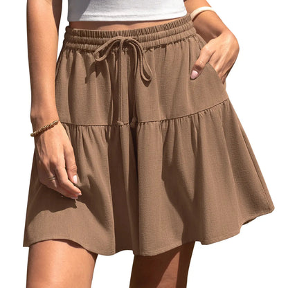 ✨Womens Linen Blend Wide Leg Flowy Culotte Shorts Drawstring Loose Fit Summer Casual Lightweight Comfy Vacation Wear☀️