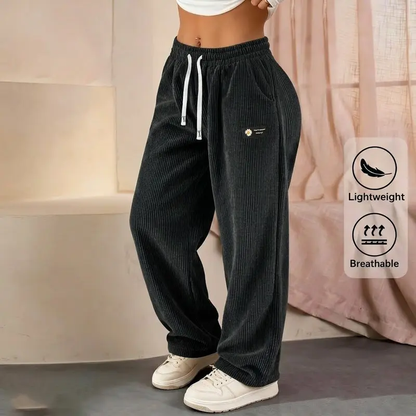 Women's Solid Straight Leg Corduroy Bottoms-100% Cotton