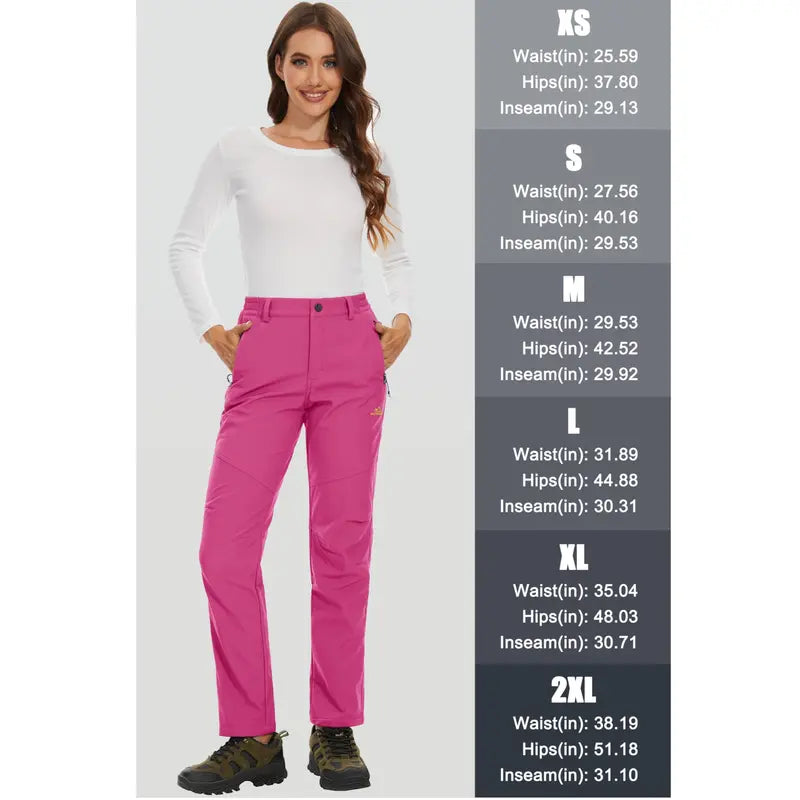 Women's Waterproof Insulated Snow Pants - Women's Clothes Fitted Cut Polyester Blend Cargo Jogger Pants with Zip,