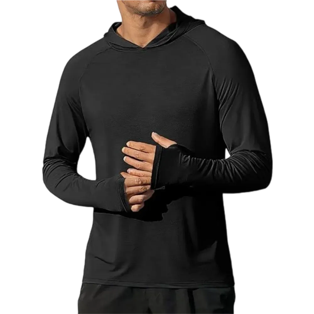 Men's Athletic Hooded Long Sleeves-Quick Dry Running Shirts