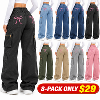 Extra Wide-Leg Fit-8-PACK ONLY $29-Black + Light Blue + Medium Blue + Dark Blue + Charcoal Gray + Army Green + Khaki + Gray + Pink