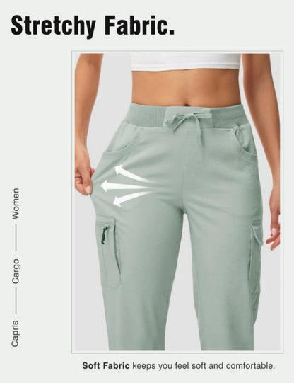 🔥Women's Cargo Capris Lightweight Hiking Pants Shorts Cropped Cotton