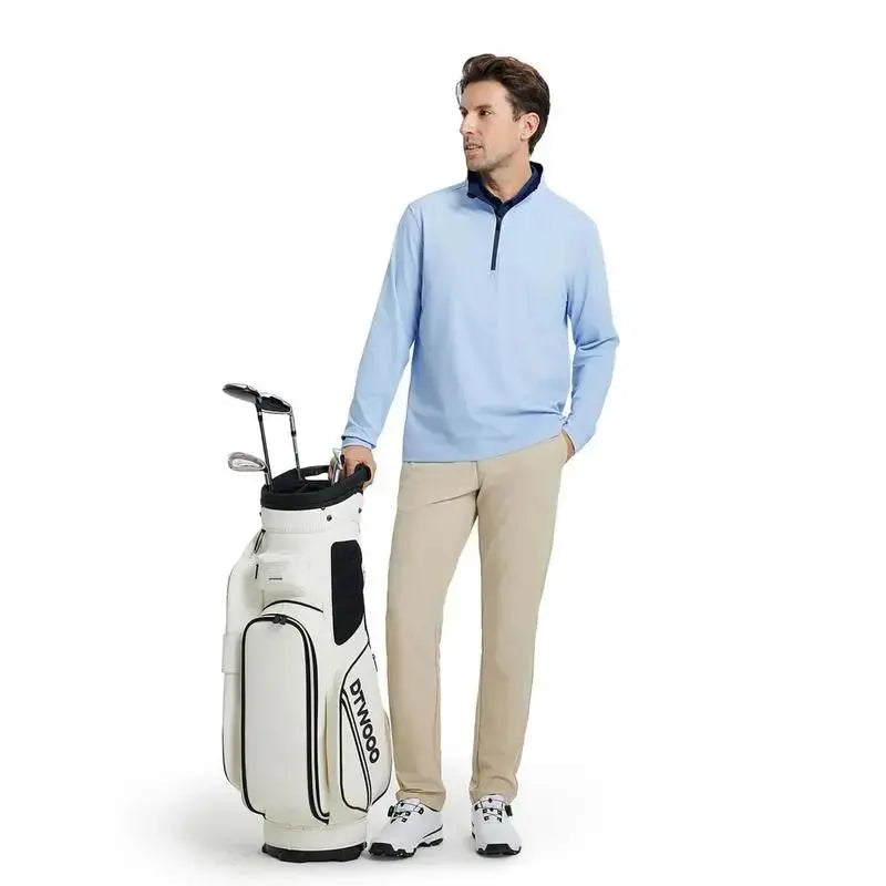 Men's Solid Quarter Zip Golf Pullover