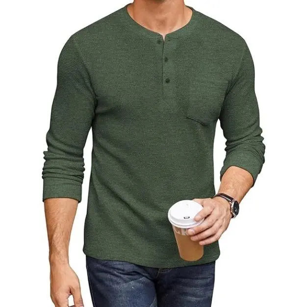 Men's Long Sleeve Waffle Henley Shirt