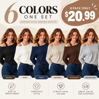 Black + Ivory + Navy + Oatmeal + Chocolate + Heather Gray — 6 Different Colors