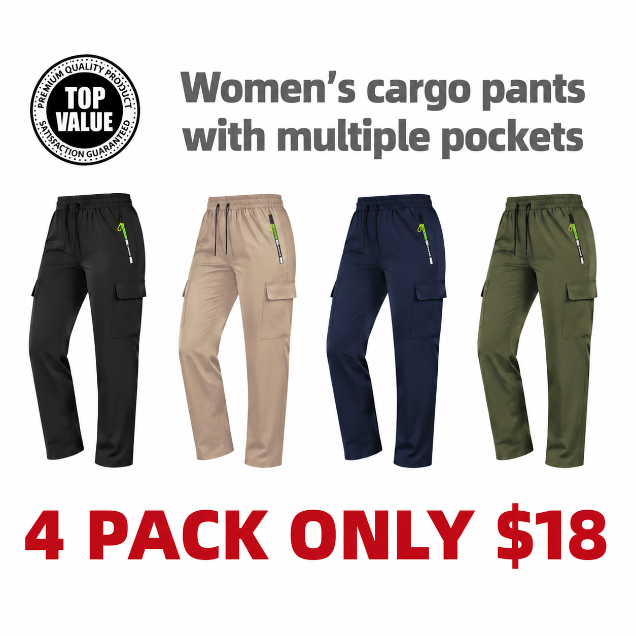 Women's cargo pants with multiple pockets
