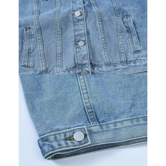 Women's Solid Color Button Denim Jacket