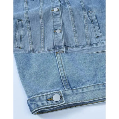 Women's Solid Color Button Denim Jacket