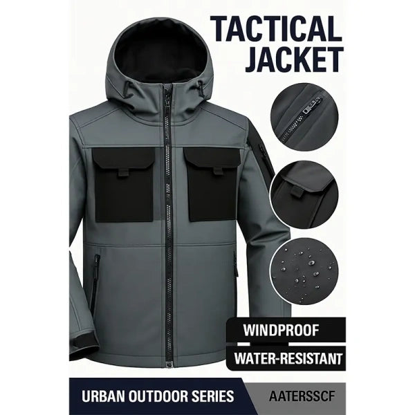 Men's Hooded Work Jacket, Waterproof & Windproof Outdoor Workwear Coat