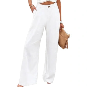 ⚡LAST 2 DAYS⚡- Women’s Casual High Waist Linen Wide Leg Trousers