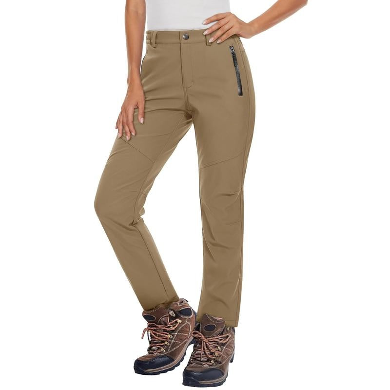 Women's Waterproof Insulated Snow Pants - Women's Clothes Fitted Cut Polyester Blend Cargo Jogger Pants with Zip,