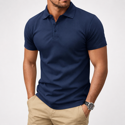 Men's Polo Shirt, Short Sleeve, Soft Cotton Piqué T-Shirt, Three-Button Classic Fit, Casual High-Performance Golf Shirt