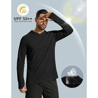 Men's Athletic Hooded Long Sleeves-Quick Dry Running Shirts