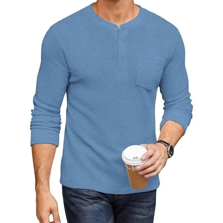 Men's Long Sleeve Waffle Henley Shirt