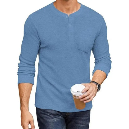 Men's Long Sleeve Waffle Henley Shirt